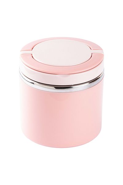 Tantitoni 036-01-TEDEMEI PINK STAINLESS STEEL ROUND FOOD CARRY CONTAINER 630ML