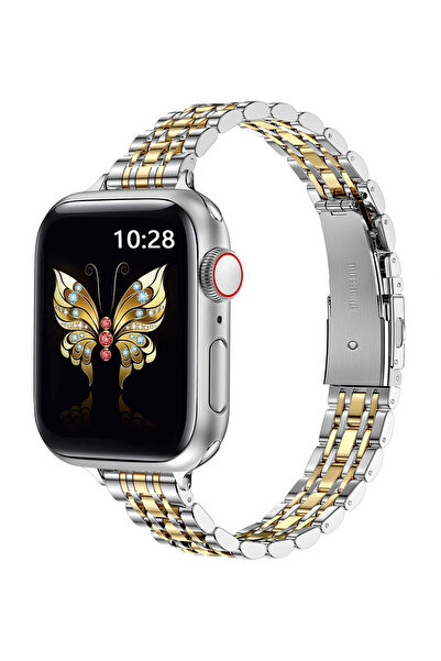 mimtec Apple Watch Ultra 3 4 5 6 7 8 9 Se Nike 38 40 41mm Kalite Kordon Bileklik Parlak Çelik Loop