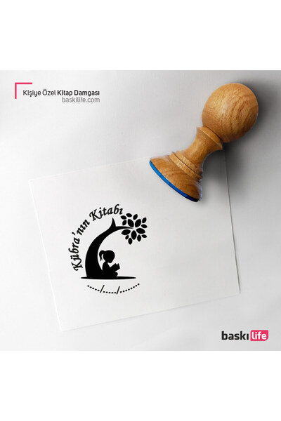 Baskı Life Ağaç Kız Kişiye Özel Kitap Damgası Kitap Mührü Kaşe Kitap Mühür Öz...
