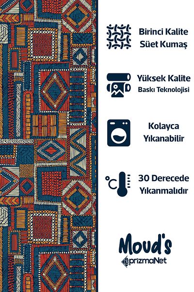 Moud's Anatolia 6 Patterned Round Suede Carefree Tablecloth