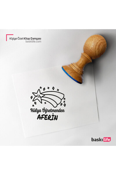 Baskı Life Öğretmen Mührü Yıldız Kişiye Özel Kitap Damgası Kitap Mührü Kaşe K...
