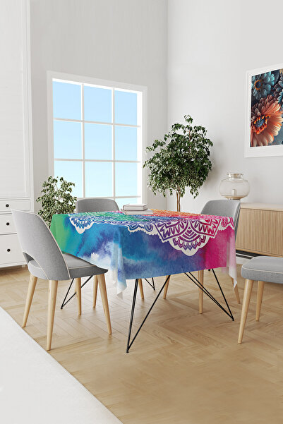 Moud's مفرش طاولة منقوش من جلد الغزال بتصميم ماندالا