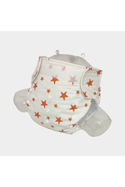 BEZHANE حفاضات أطفال YBB قابلة للغسل مع جيب بنمط نجمة برتقالية (8 كجم - 18 كجم)