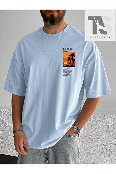 Tarzsokak Tricou grafic cu slogan și copac de nucă de cocos pentru bărbați RSRT