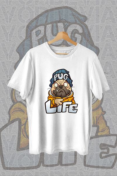 Vordevia Μπλουζάκι Pug Life με εμπριμέ λευκό oversize