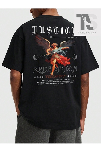 Tarzsokak Tricou Hypemode cu gât rotund, cu imprimeu cu înger și slogan, negr...