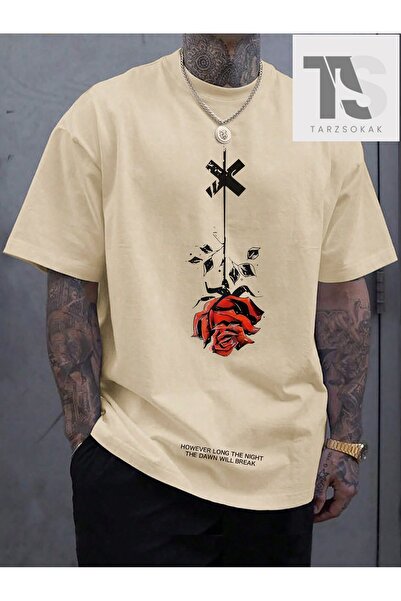Tarzsokak Ανδρικό μπλουζάκι με στάμπα με τριαντάφυλλο και σύνθημα