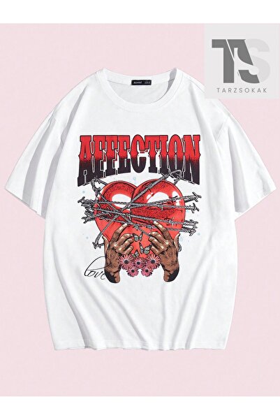 Tarzsokak Studio Chunk Ανδρικό μπλουζάκι με γράμματα και γραφικά σχέδια καρδιάς