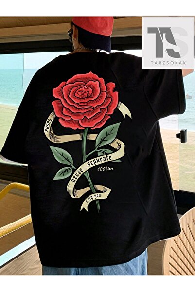 Tarzsokak Tricou grafic cu flori și litere pentru bărbați