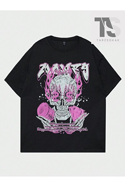 Tarzsokak Tricou Studio Chunk pentru bărbați, cu craniu și litere, cu umeri c...