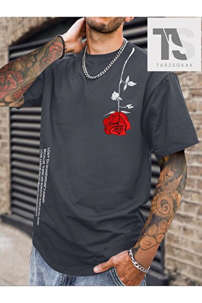 Tarzsokak Tricou grafic cu flori și slogan pentru bărbați Homme