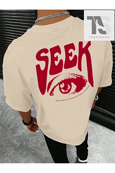 Tarzsokak LEGND Мъжка тениска с ниски рамене, с графичен мотив на око и слоган