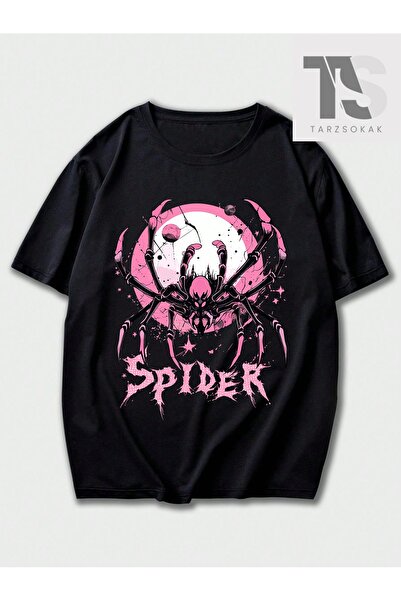 Tarzsokak Tricou grafic Goth pentru bărbați cu litere și păianjen