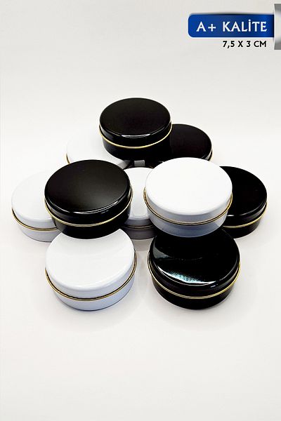 FANTASTİK SANAT ATÖLYESİ 10-Piece Metal Tin Decorative Candle Soap Jewelry Accessory Gift Storage Box - 7.5 cm x 3 cm
