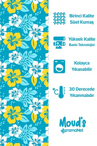 Moud's Синя велурена покривка за маса с летни цветя Carefree