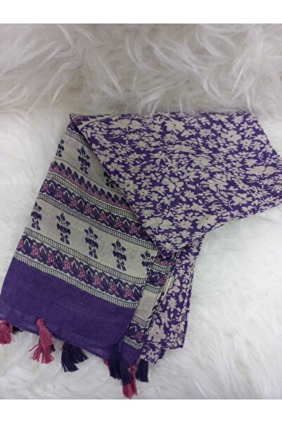 Cotton Desenli Püskül Detay Şal