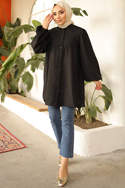 benguen Černá košile s detailní výšivkou 2027