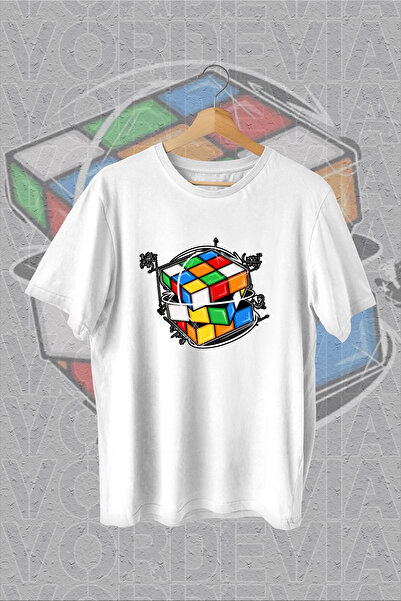 Vordevia Μπλουζάκι με στάμπα Rubik's Cube Λευκό Oversize