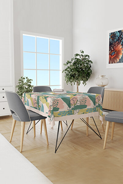 Moud's Yeşil Bahçe Desenli Süet Dertsiz Masa Örtüsü