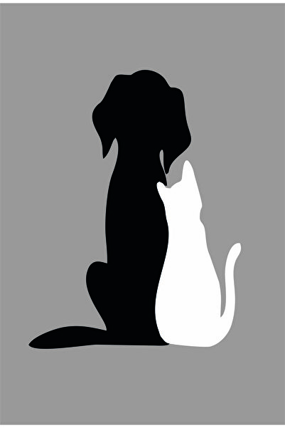 EYBA STİCKER Kedi Köpek Beyaz-siyah Dost Sticker