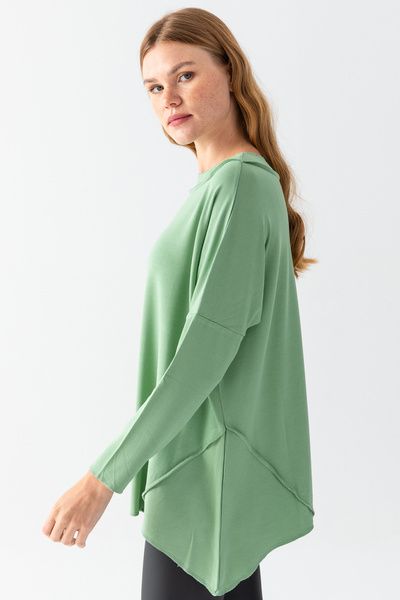 EtkiModa Women's Aqua Green Skirt Asymmetrical Loose Cut Basic Tunic