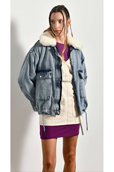 LOVELYSTORE Palton cu centură și buzunare din shearling