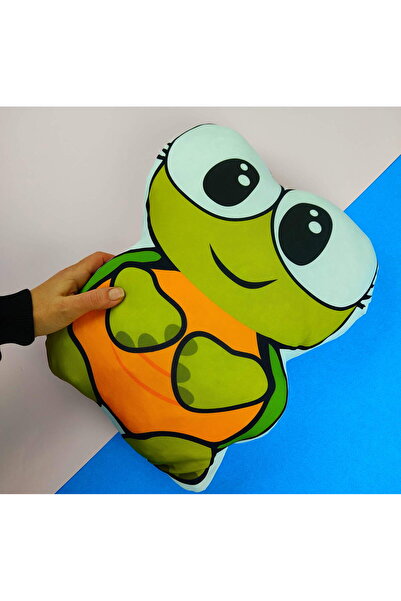 Yastık Deposu Tospiş Kaplumbağa Tasarımlı Baskılı Şekilli Yastık Hediye