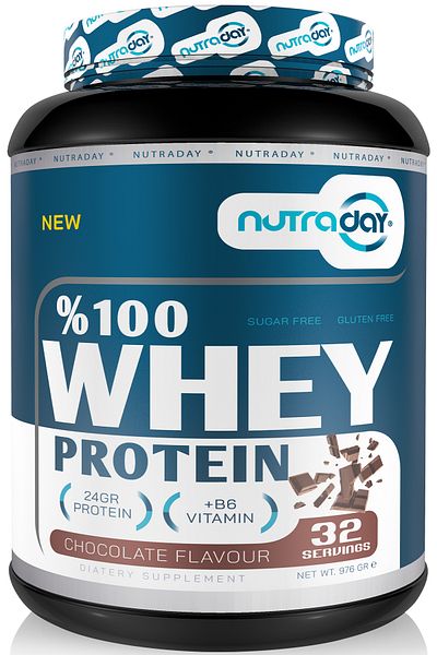 nutraday 976 gr Chocolate Flavored Whey Protein - 24 grams of 32 Servies