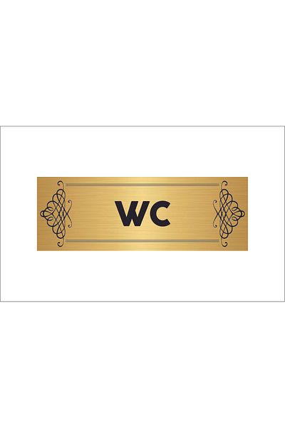 ALFA REKLAM AJANSI ملصق معدني ذهبي اللون مع كتابة WC