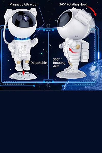 GİLLİ STORE Astronot Projektör Gece Masa Lambası Galaxy Gökyüzü Star Projeksiyon Kumandalı Samanyolu Aydınlatma