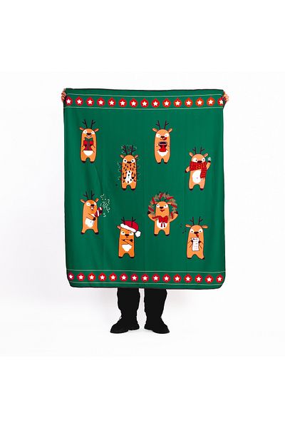 The Lucid Lab Cute Deers Green Fleece TV Blanket