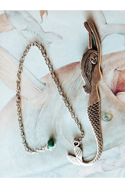 PİRAMİGO علامة مرجعية معدنية بتصميم حورية البحر مطلية بالفضة