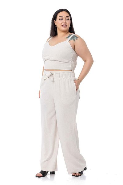 DISENTIS MODEST Pantaloni Bustier Marime Plus Culoare Bej Set Dublu