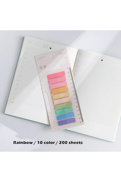 NaSaDAN 10 Colors Spring Shades Sticky Clear Postit with Ruler 200 Sheets