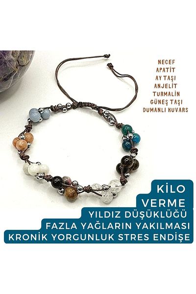 GİZEMLİ DOĞAL TAŞ Bracelet Low Star Moonstone Apatite Tourmaline Sunstone Najaf Quartz