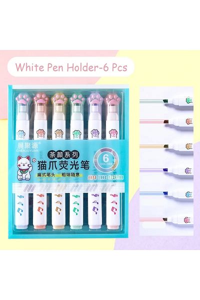 Meyra Accessories 1 Piece 6 Piece Set Cute Paw Felt Tip Colored School Office Felt Tip Pens