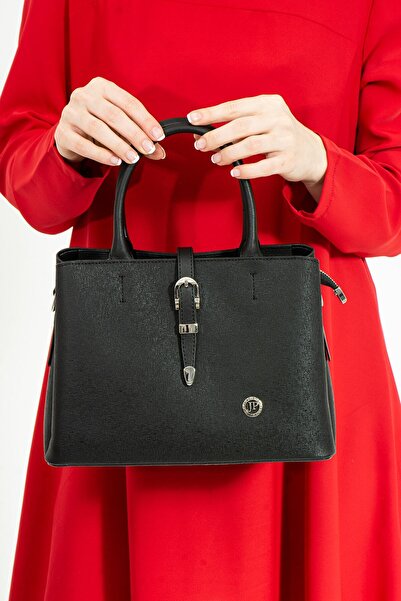 Just Polo حقيبة يد وكتف سوداء نسائية-j5012