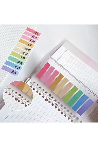 NaSaDAN 10 Colors Spring Shades Sticky Clear Postit with Ruler 200 Sheets