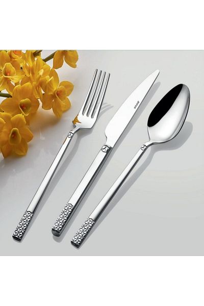 AHİR TİCARET Inter Steel Star Model Spoon-Fork-Knife Set 89 Pieces (12 Persons)