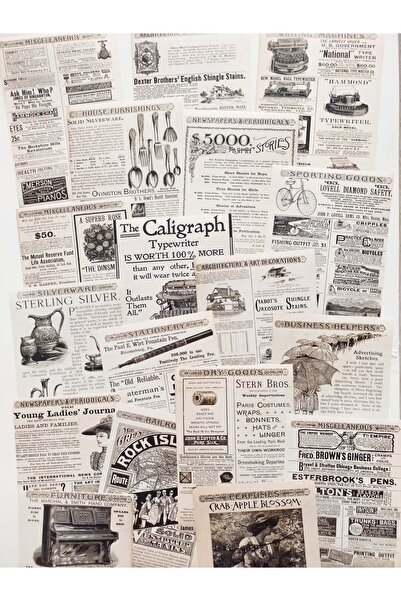 Scrapbook Vintage Gazete Temalı Scrapbook Kağıdı Seti / Journal & Scrapbooking