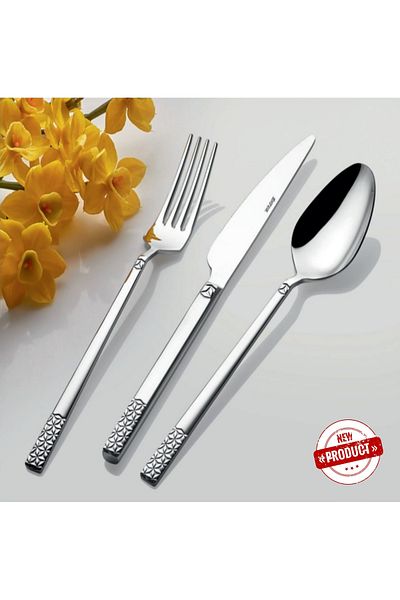 AHİR TİCARET Inter Steel Star Model Spoon-Fork-Knife Set 89 Pieces (12 Persons)