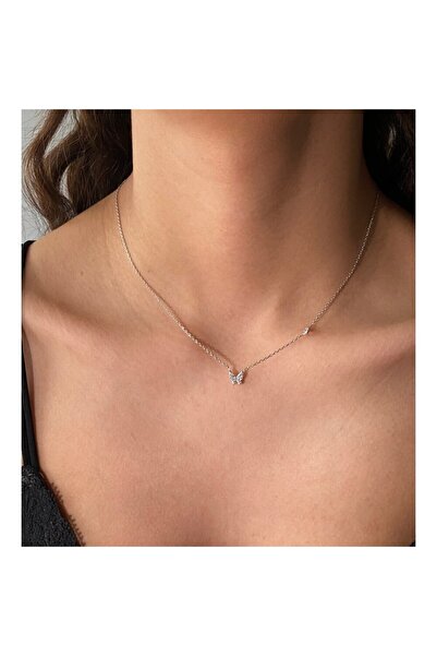 h&b design jewel 925 Ayar Gümüş Minimal Kelebek Kolye