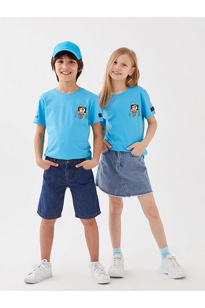 LC Waikiki Tricou unisex cu mânecă scurtă cu imprimeu cu maimuță nostalgică LCW Kids