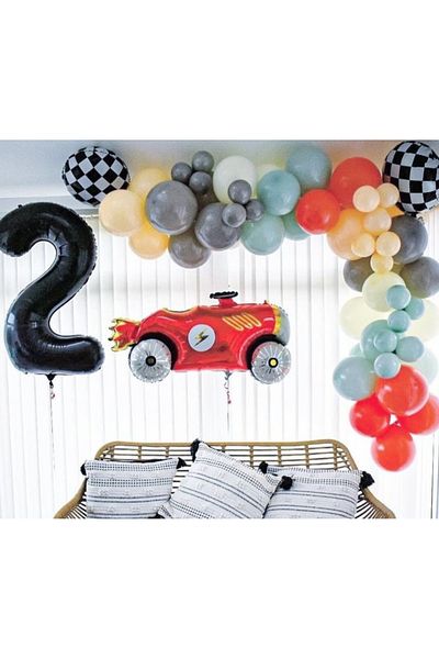 Çemrek Süs Parti Rally car concept balloon chain set with checkers balloons 100 pieces of balloons