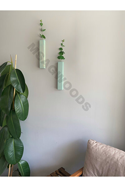 MSAĞWOODS 2-Piece Wooden Flower Pot Bathroom Kitchen Winter Garden Rustic Bohemian Balcony Artificial Flower Home Gift Dowery