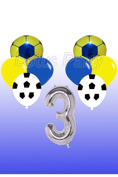 LOTUS PARTY Κίτρινο Navy Blue Σετ μπαλόνι με θέμα το ποδόσφαιρο Προμήθειες για πάρτι Κίτρινο Navy Blue Balloon - Ηλικία 3