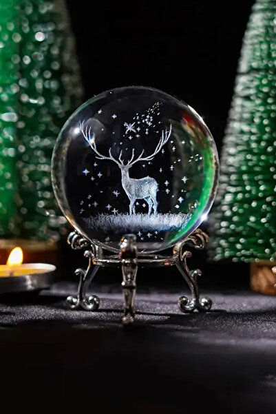 moryconcept Geyik Model Cam Küre Metal Standlı