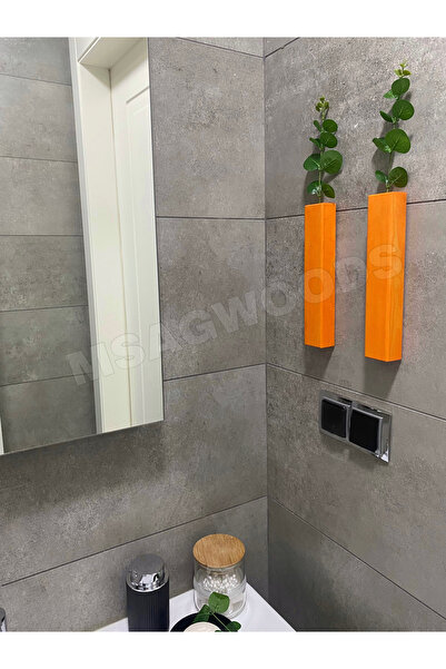 MSAĞWOODS 2-Piece Wooden Flower Pot Bathroom Kitchen Winter Garden Rustic Bohemian Balcony Artificial Flower Home Gift Dowery