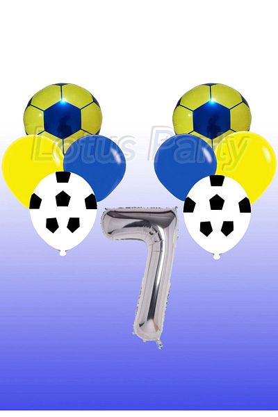 LOTUS PARTY Κίτρινο Navy Blue Σετ μπαλόνι με θέμα το ποδόσφαιρο Προμήθειες για πάρτι Yellow Navy Blue Balloon - Ηλικία 7