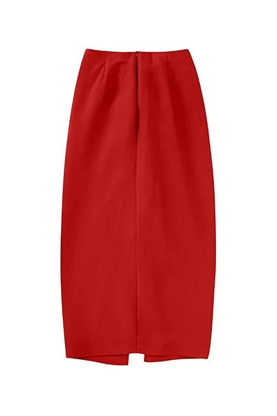peelter Women's Gathered Slit Zippered Crepe Skirt